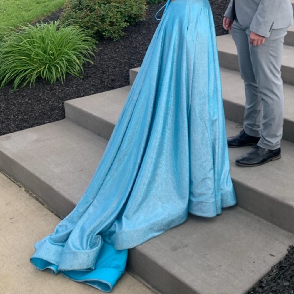 Sherri Hill Sparkling Blue Prom Dress - Picture 3 of 3